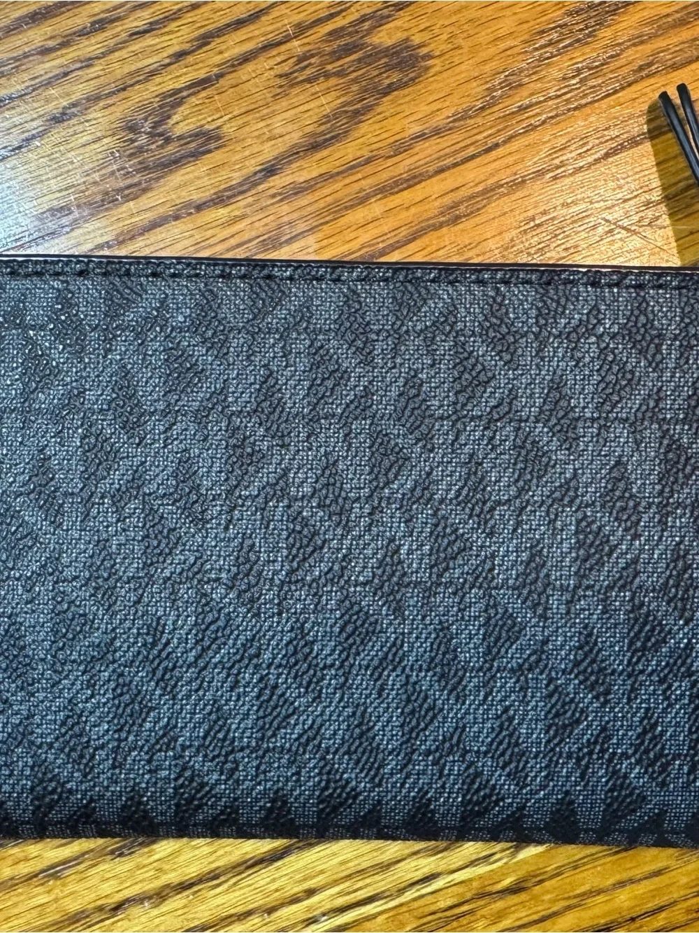 Michael Kors Black Textured Logo Leather Wallet